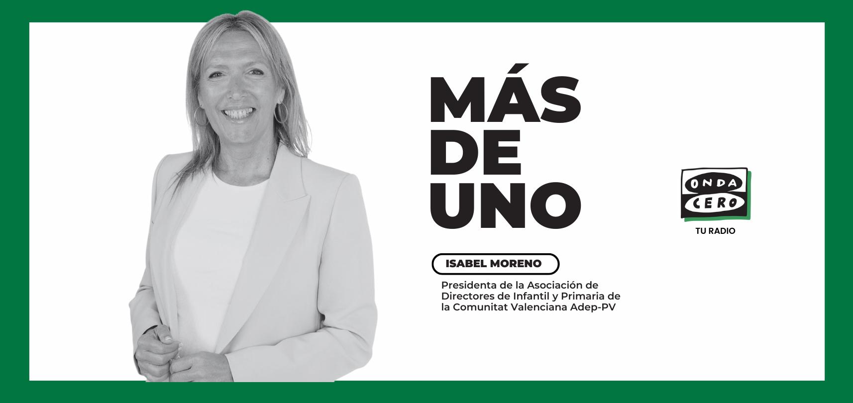 Imatge d'Isabel Moreno, presidenta d'ADEP-PV, per anunciar l'entrevista a Onda Cero sobre la consulta de la llengua base a les escoles.